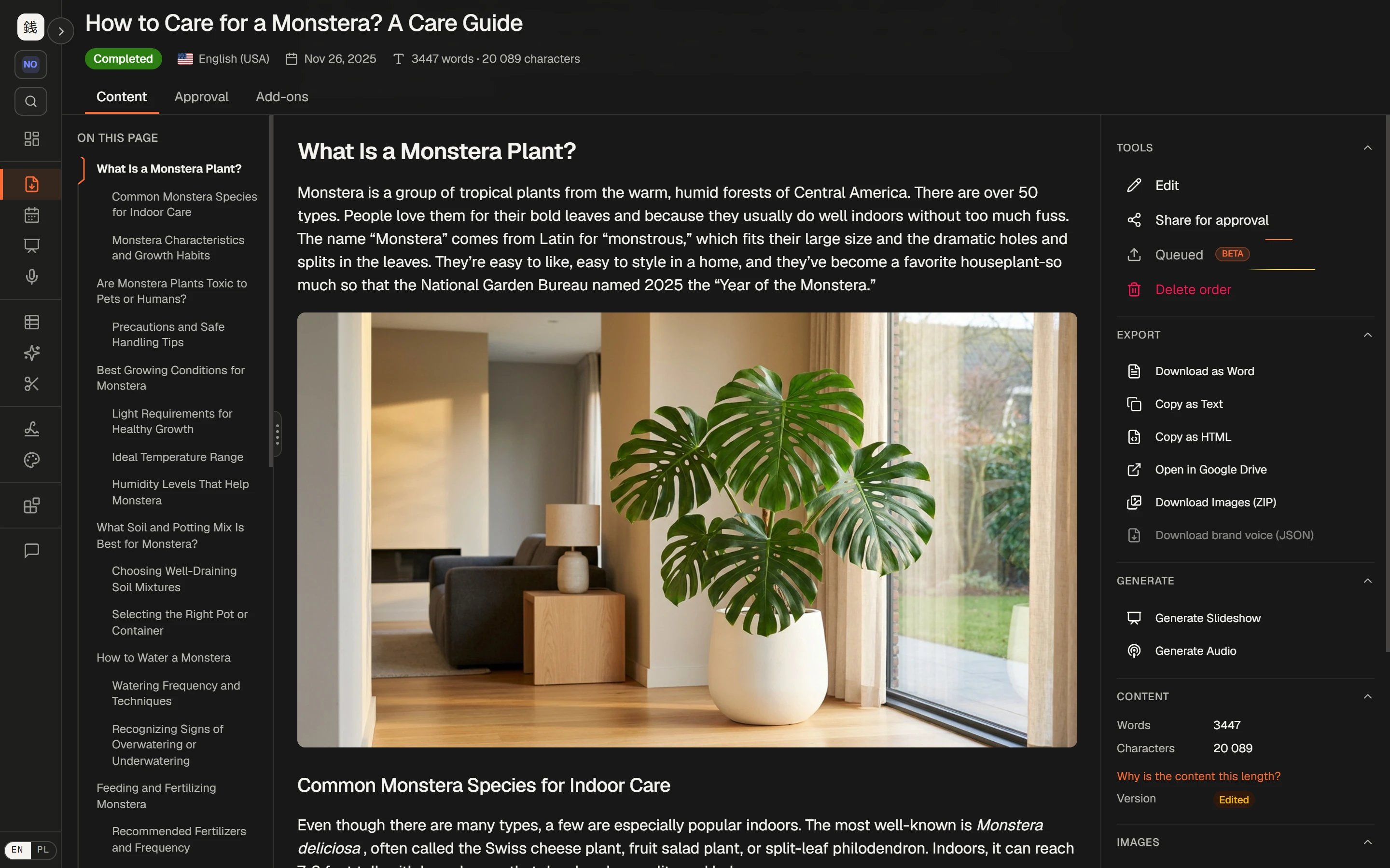 An article with a generated in-text image